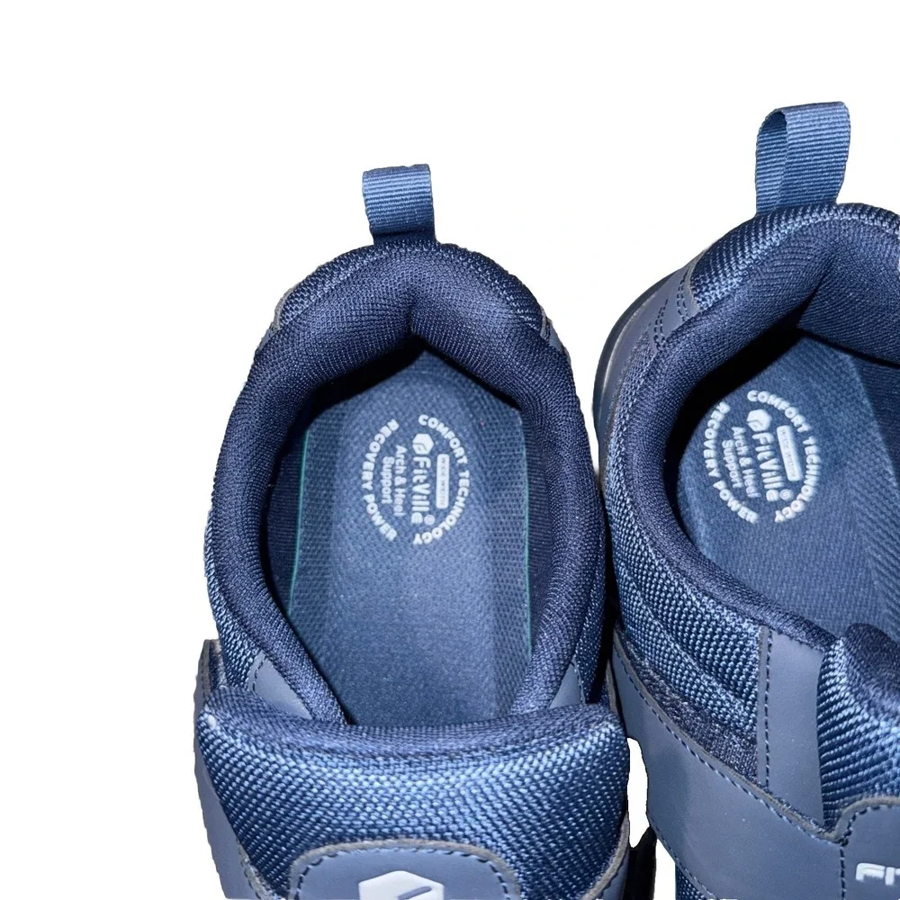 Fitville Mens Blue Easytop Duo Strap V4 Size 12.5 Pain Relief Shoes